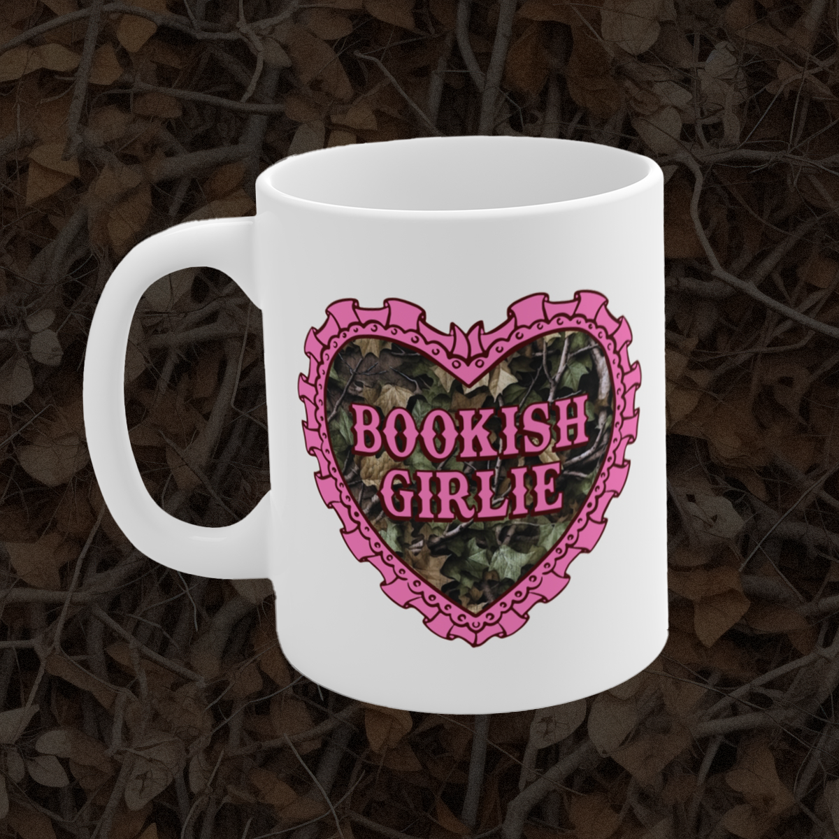 Bookish Girlie Camo Heart 11 oz Mug