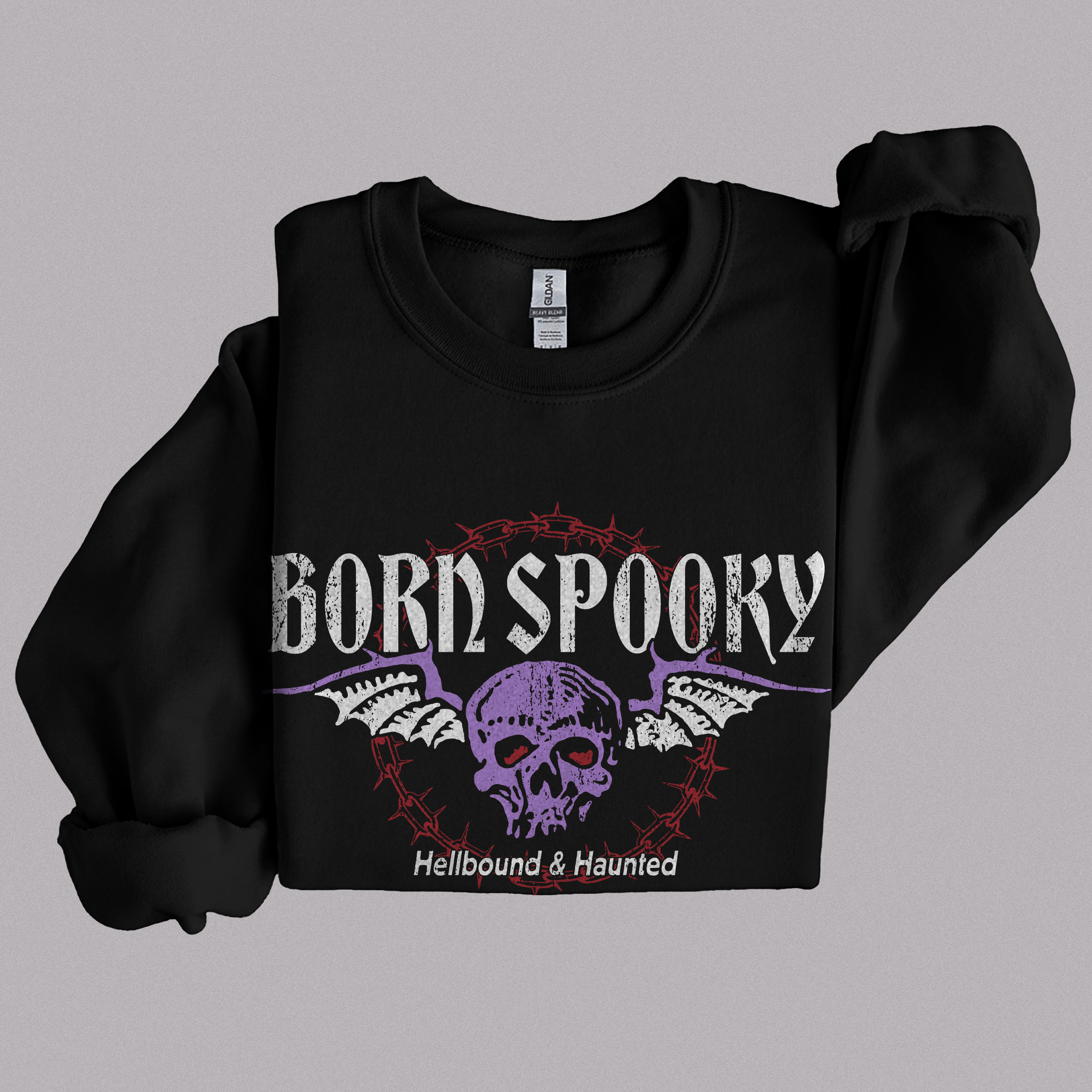 Born Spooky Vintage Biker Crewneck