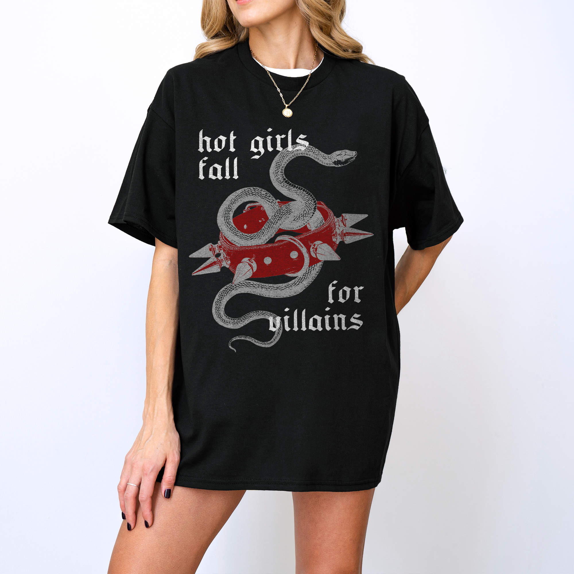 Hot Girls Fall for Villains Tee - Red